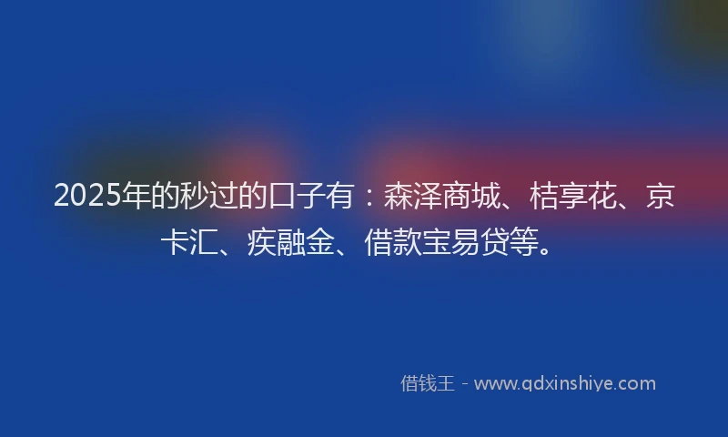 2025年的秒过的口子有：森泽商城、桔享花、京卡汇、疾融金、借款宝易贷等。