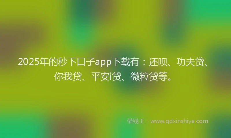 2025年的秒下口子app下载有：还呗、功夫贷、你我贷、平安i贷、微粒贷等。