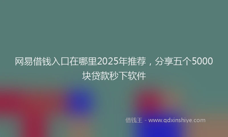 网易借钱入口在哪里2025年推荐，分享五个5000块贷款秒下软件