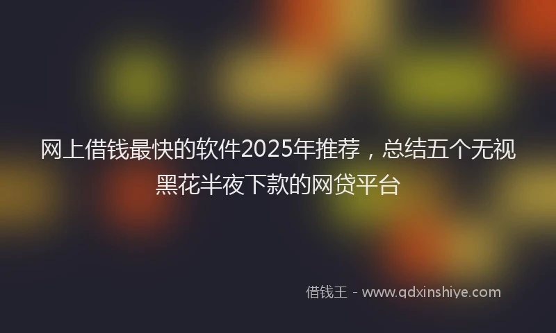 网上借钱最快的软件2025年推荐，总结五个无视黑花半夜下款的网贷平台