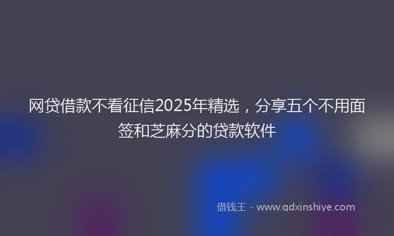 网贷借款不看征信2025年精选，分享五个不用面签和芝麻分的贷款软件