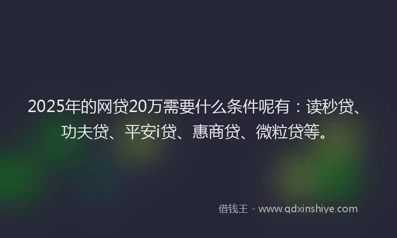 2025年的网贷20万需要什么条件呢有：读秒贷、功夫贷、平安i贷、惠商贷、微粒贷等。