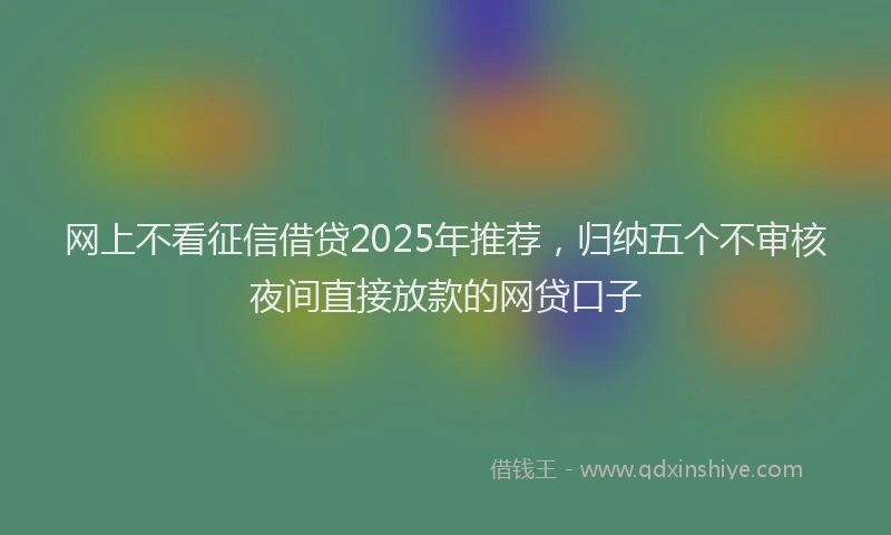 网上不看征信借贷2025年推荐，归纳五个不审核夜间直接放款的网贷口子