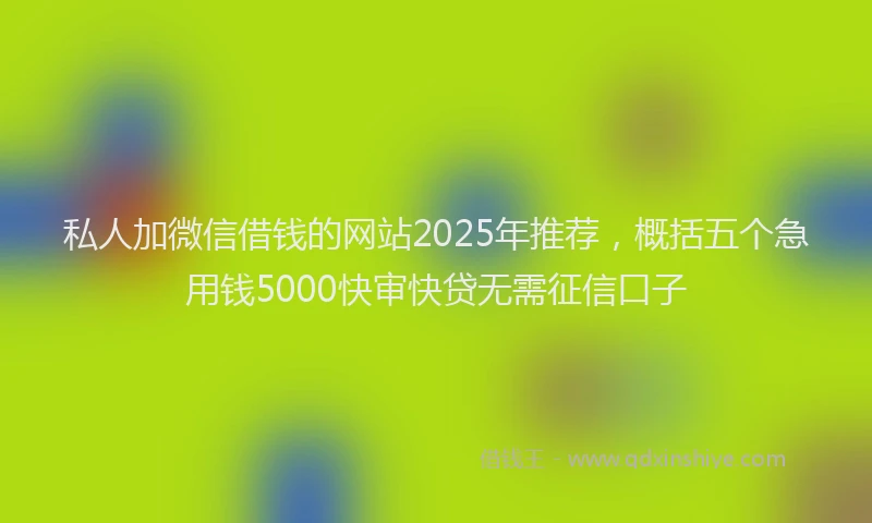 私人加微信借钱的网站2025年推荐，概括五个急用钱5000快审快贷无需征信口子