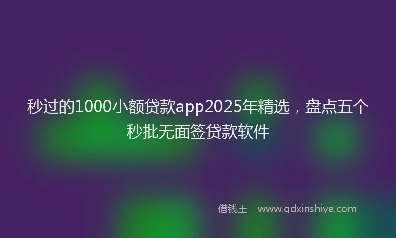 秒过的1000小额贷款app2025年精选，盘点五个秒批无面签贷款软件