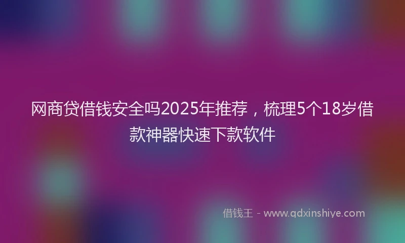 网商贷借钱安全吗2025年推荐，梳理5个18岁借款神器快速下款软件