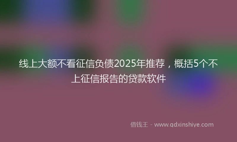 线上大额不看征信负债2025年推荐，概括5个不上征信报告的贷款软件