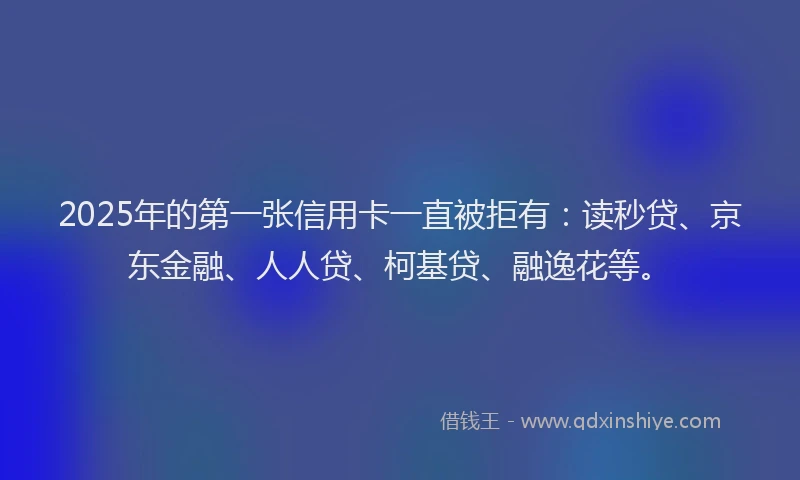 2025年的第一张信用卡一直被拒有：读秒贷、京东金融、人人贷、柯基贷、融逸花等。