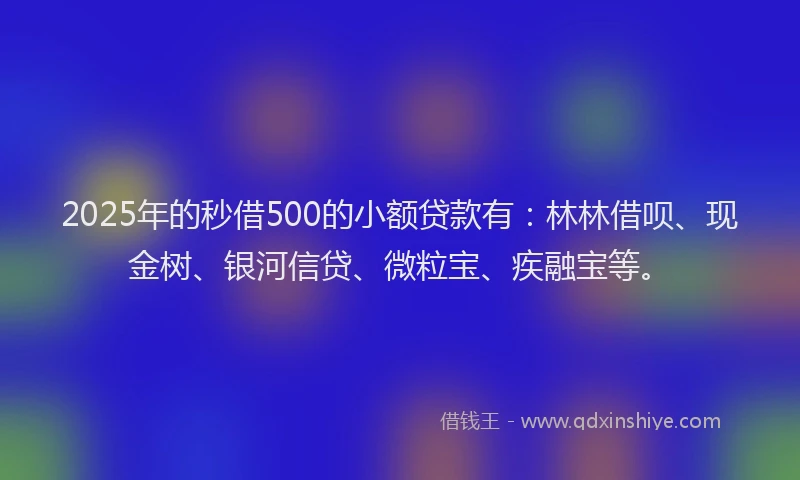 2025年的秒借500的小额贷款有：林林借呗、现金树、银河信贷、微粒宝、疾融宝等。