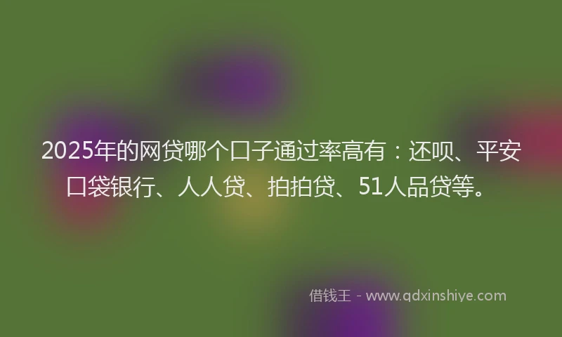 2025年的网贷哪个口子通过率高有：还呗、平安口袋银行、人人贷、拍拍贷、51人品贷等。