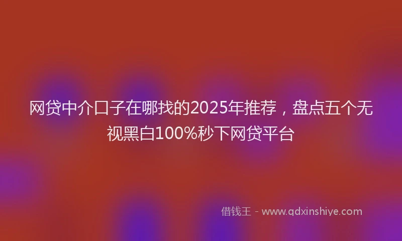 网贷中介口子在哪找的2025年推荐，盘点五个无视黑白100%秒下网贷平台
