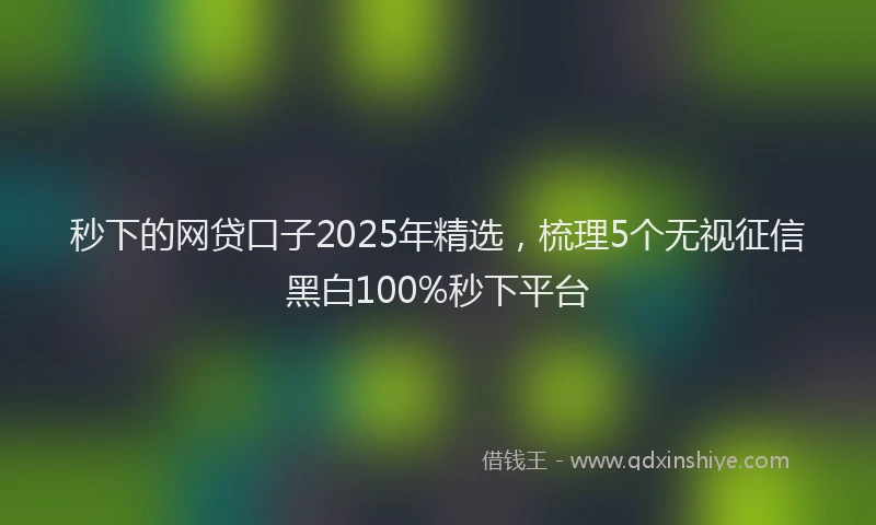 秒下的网贷口子2025年精选，梳理5个无视征信黑白100%秒下平台