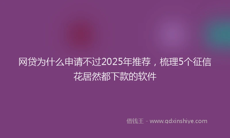 网贷为什么申请不过2025年推荐，梳理5个征信花居然都下款的软件