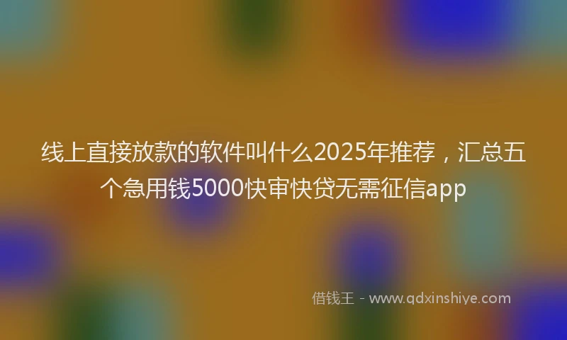 线上直接放款的软件叫什么2025年推荐，汇总五个急用钱5000快审快贷无需征信app