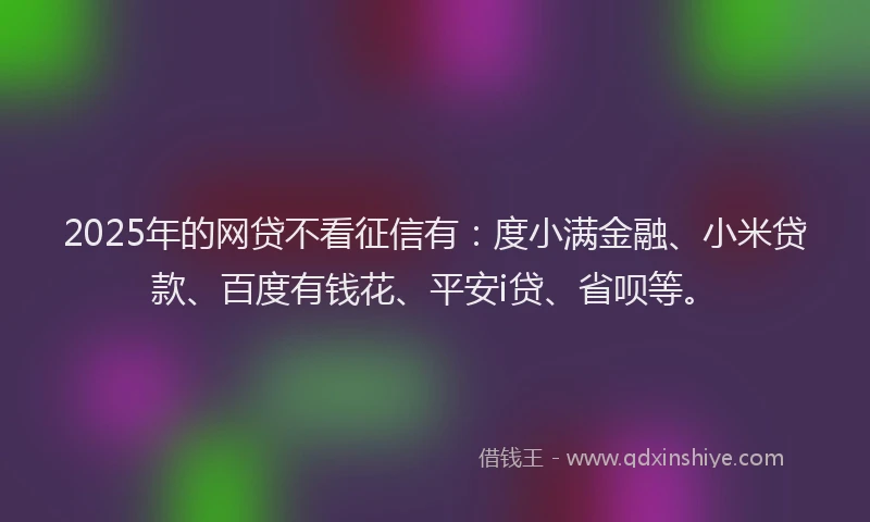 2025年的网贷不看征信有：度小满金融、小米贷款、百度有钱花、平安i贷、省呗等。