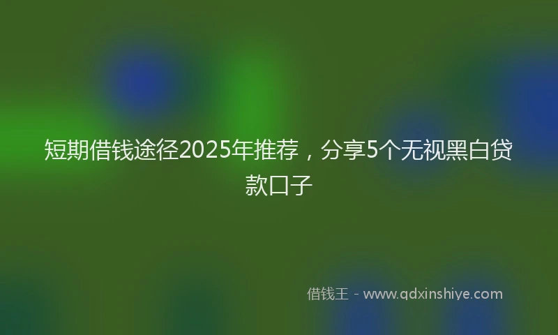 短期借钱途径2025年推荐，分享5个无视黑白贷款口子