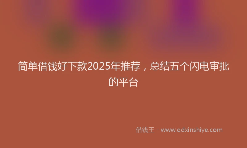 简单借钱好下款2025年推荐，总结五个闪电审批的平台