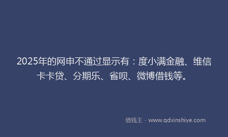 2025年的网申不通过显示有：度小满金融、维信卡卡贷、分期乐、省呗、微博借钱等。