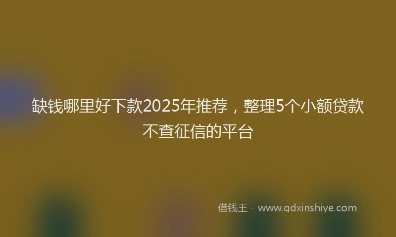 缺钱哪里好下款2025年推荐，整理5个小额贷款不查征信的平台