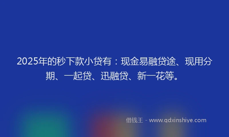 2025年的秒下款小贷有：现金易融贷途、现用分期、一起贷、迅融贷、新一花等。