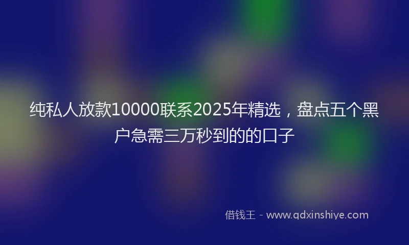 纯私人放款10000联系2025年精选，盘点五个黑户急需三万秒到的的口子