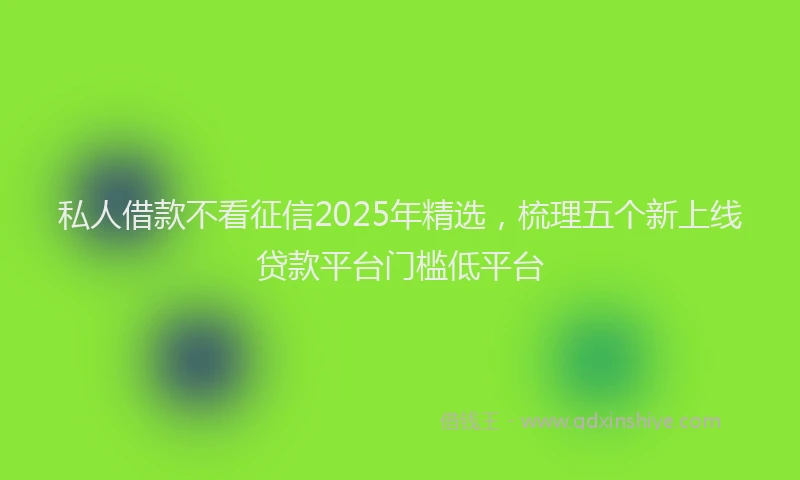私人借款不看征信2025年精选，梳理五个新上线贷款平台门槛低平台