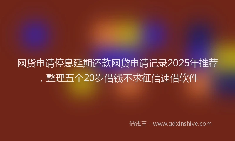 网货申请停息延期还款网贷申请记录2025年推荐，整理五个20岁借钱不求征信速借软件