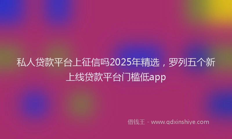 私人贷款平台上征信吗2025年精选，罗列五个新上线贷款平台门槛低app