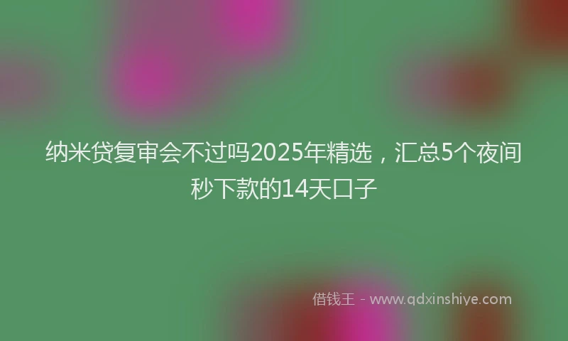 纳米贷复审会不过吗2025年精选，汇总5个夜间秒下款的14天口子