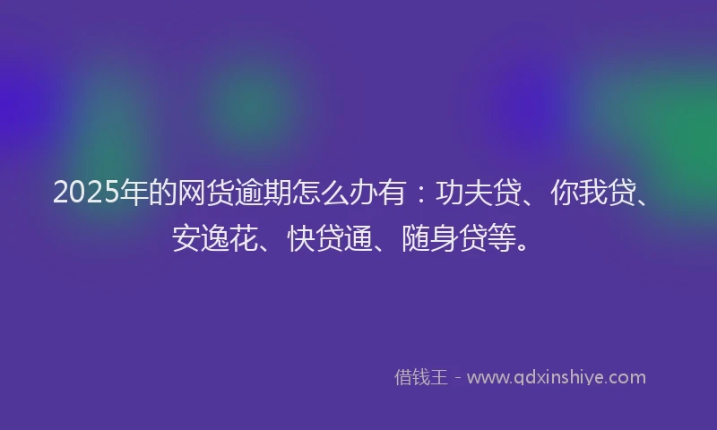 2025年的网货逾期怎么办有：功夫贷、你我贷、安逸花、快贷通、随身贷等。
