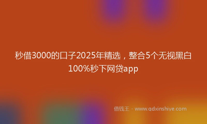 秒借3000的口子2025年精选，整合5个无视黑白100%秒下网贷app
