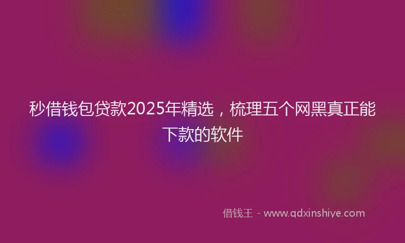 秒借钱包贷款2025年精选，梳理五个网黑真正能下款的软件