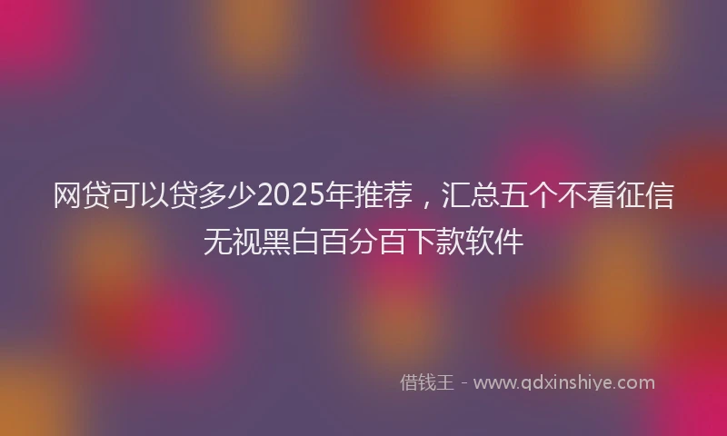 网贷可以贷多少2025年推荐，汇总五个不看征信无视黑白百分百下款软件