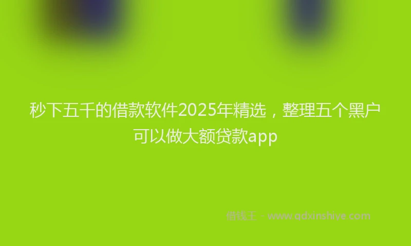 秒下五千的借款软件2025年精选，整理五个黑户可以做大额贷款app