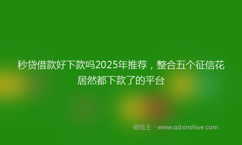秒贷借款好下款吗2025年推荐，整合五个征信花居然都下款了的平台