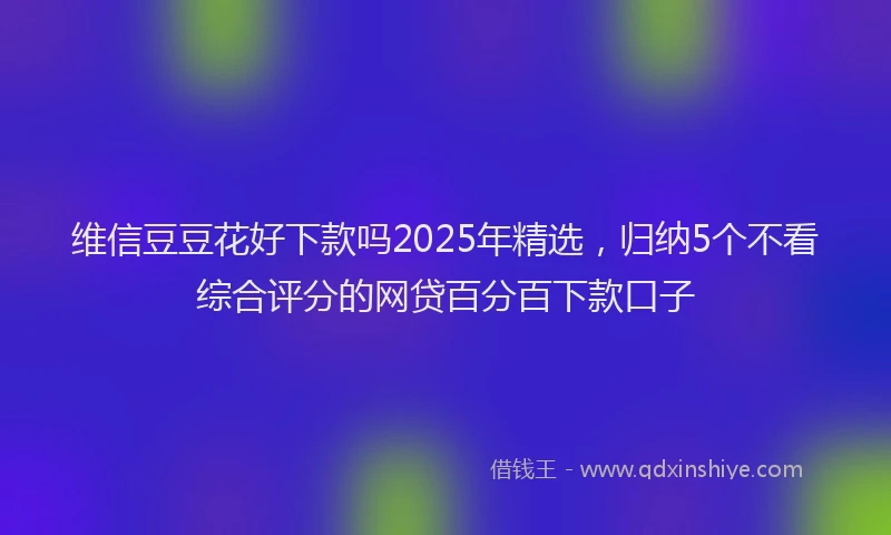 维信豆豆花好下款吗2025年精选，归纳5个不看综合评分的网贷百分百下款口子