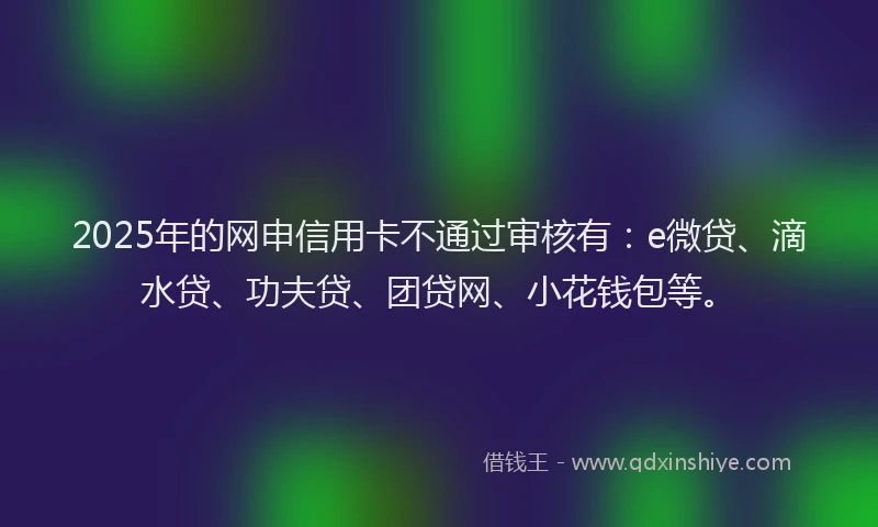 2025年的网申信用卡不通过审核有：e微贷、滴水贷、功夫贷、团贷网、小花钱包等。