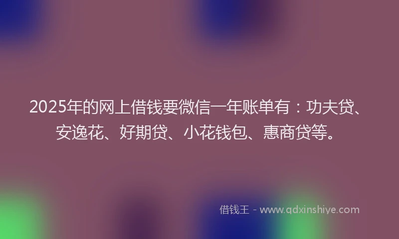 2025年的网上借钱要微信一年账单有：功夫贷、安逸花、好期贷、小花钱包、惠商贷等。