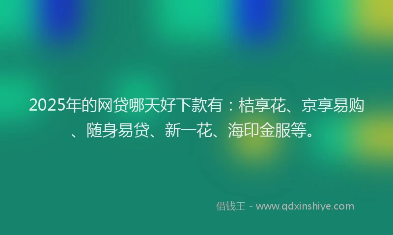 2025年的网贷哪天好下款有：桔享花、京享易购、随身易贷、新一花、海印金服等。