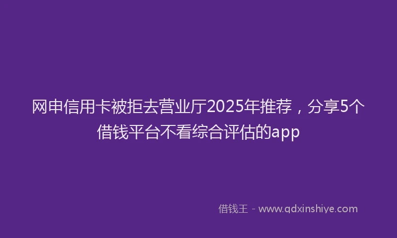 网申信用卡被拒去营业厅2025年推荐，分享5个借钱平台不看综合评估的app