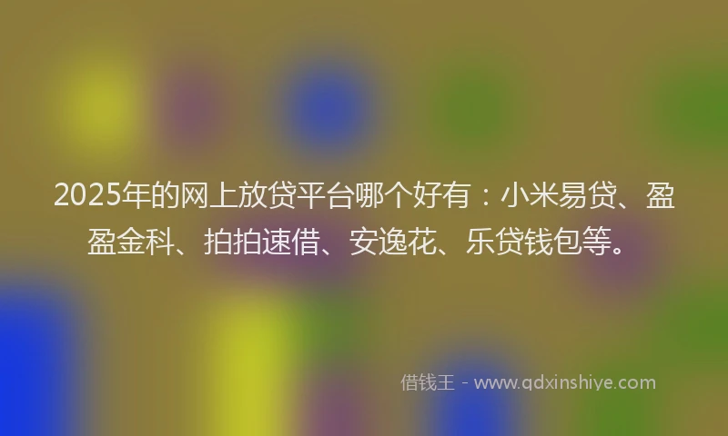 2025年的网上放贷平台哪个好有：小米易贷、盈盈金科、拍拍速借、安逸花、乐贷钱包等。