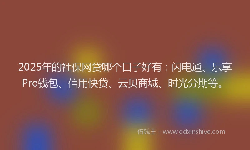 2025年的社保网贷哪个口子好有：闪电通、乐享Pro钱包、信用快贷、云贝商城、时光分期等。