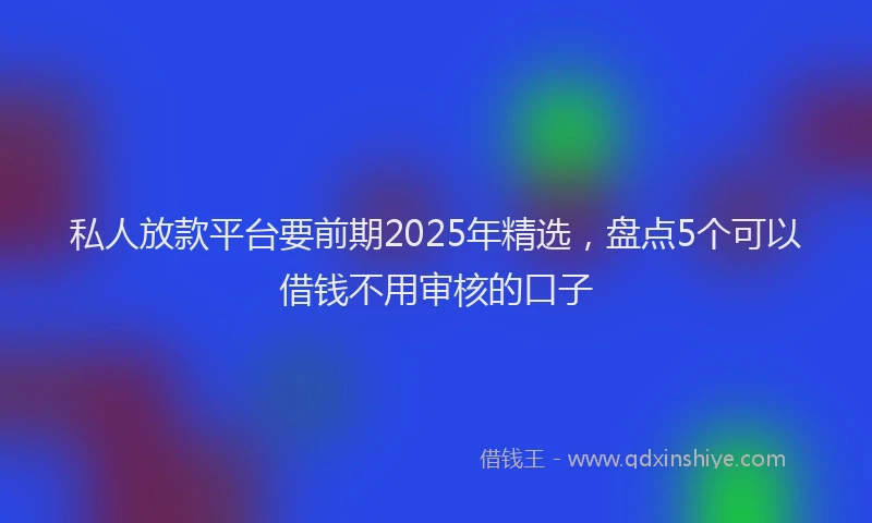 私人放款平台要前期2025年精选，盘点5个可以借钱不用审核的口子