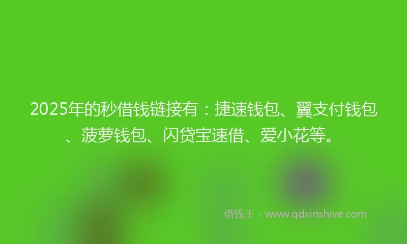 2025年的秒借钱链接有：捷速钱包、翼支付钱包、菠萝钱包、闪贷宝速借、爱小花等。