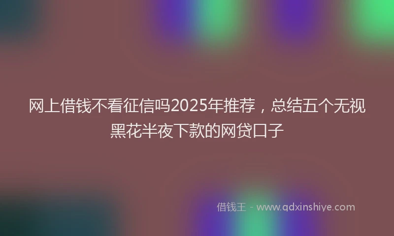 网上借钱不看征信吗2025年推荐，总结五个无视黑花半夜下款的网贷口子