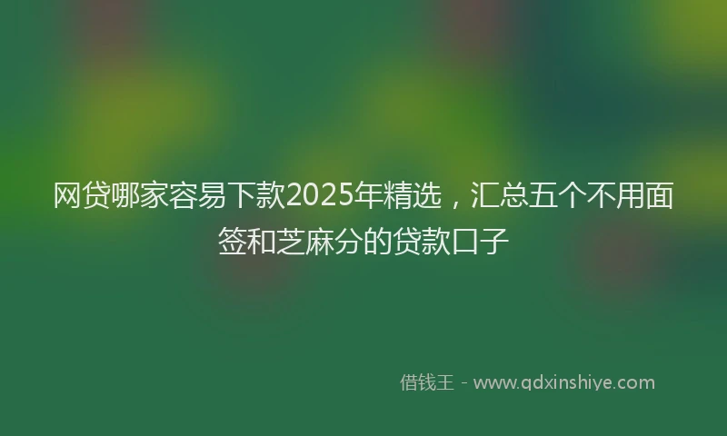 网贷哪家容易下款2025年精选，汇总五个不用面签和芝麻分的贷款口子