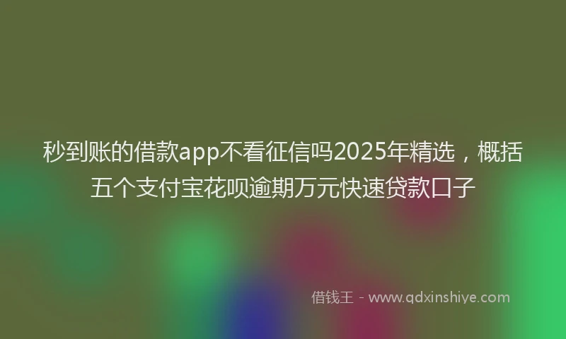 秒到账的借款app不看征信吗2025年精选，概括五个支付宝花呗逾期万元快速贷款口子