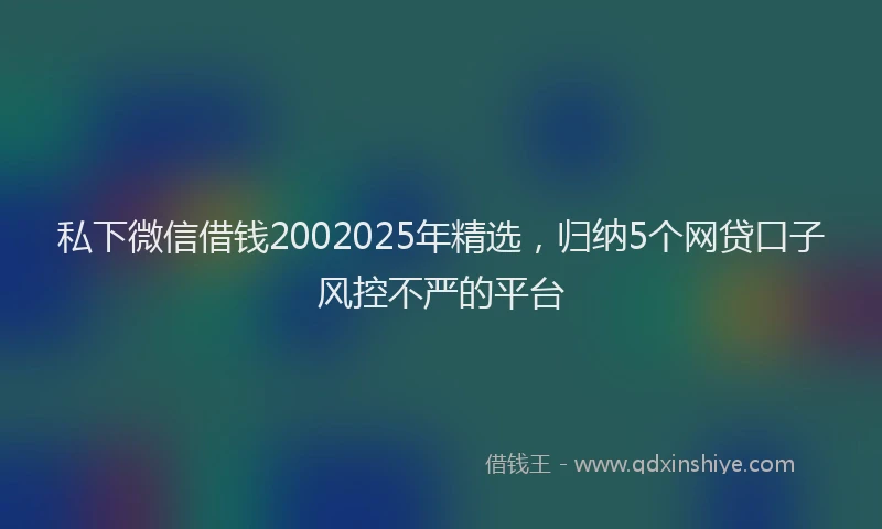 私下微信借钱2002025年精选，归纳5个网贷口子风控不严的平台