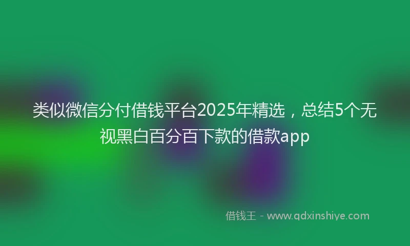 类似微信分付借钱平台2025年精选，总结5个无视黑白百分百下款的借款app