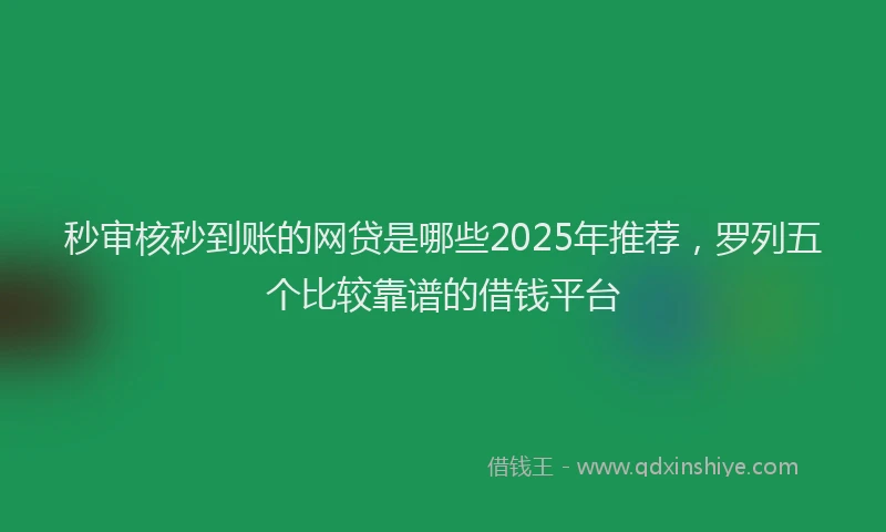 秒审核秒到账的网贷是哪些2025年推荐，罗列五个比较靠谱的借钱平台